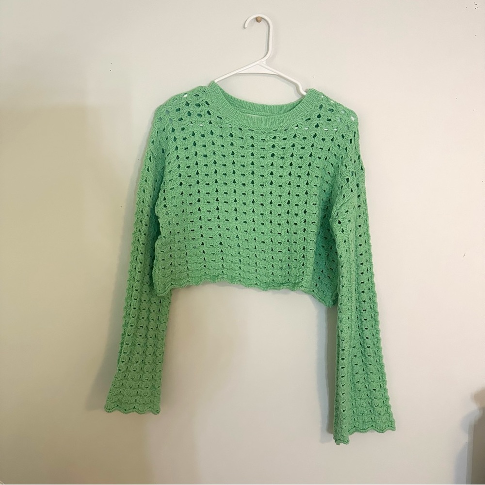 zara crochet knit top